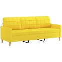 VidaXL 3-osobowa sofa z podnóżkiem, jasnożółty, 180 cm, tkaniną