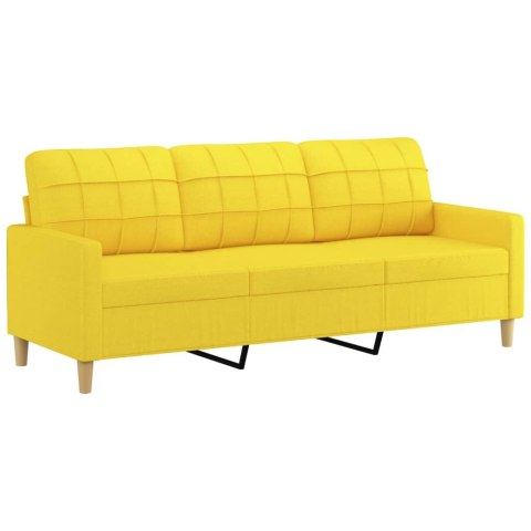 VidaXL 3-osobowa sofa z podnóżkiem, jasnożółty, 180 cm, tkaniną