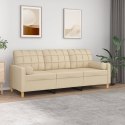 VidaXL 3-osobowa sofa z poduszkami, kremowa, 180 cm, tkanina