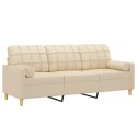 VidaXL 3-osobowa sofa z poduszkami, kremowa, 180 cm, tkanina