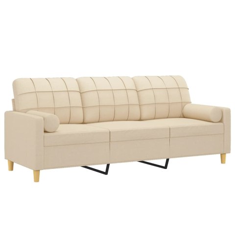 VidaXL 3-osobowa sofa z poduszkami, kremowa, 180 cm, tkanina