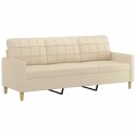 VidaXL 3-osobowa sofa z poduszkami, kremowa, 180 cm, tkanina
