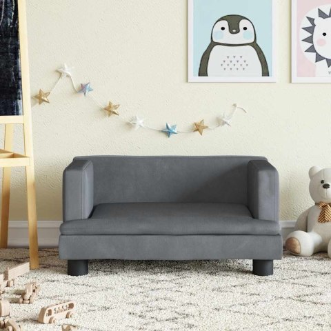 SOFA DLA DZIECI, CIEMNOSZARA, 60X40X30 CM, AKSAMIT