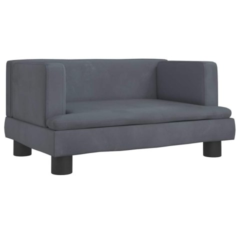 SOFA DLA DZIECI, CIEMNOSZARA, 60X40X30 CM, AKSAMIT