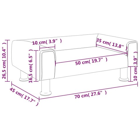 VidaXL Sofa dla dzieci, ciemnoszara, 70x45x26,5 cm, aksamit
