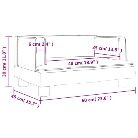 VidaXL Sofa dla dzieci, jasnoszara, 60x40x30 cm, aksamit