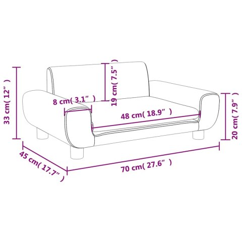 VidaXL Sofa dla dzieci, jasnoszara, 70x45x33 cm, aksamit