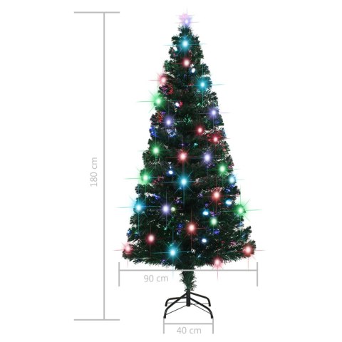 VidaXL Sztuczna choinka z LED i stojakiem 180 cm, włókno optyczne