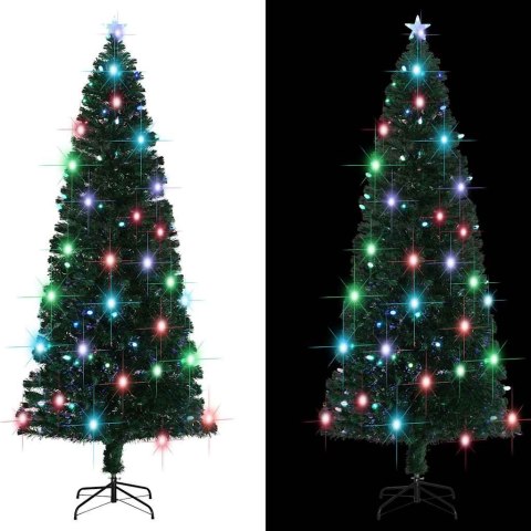 VidaXL Sztuczna choinka z LED i stojakiem 240 cm, włókno optyczne