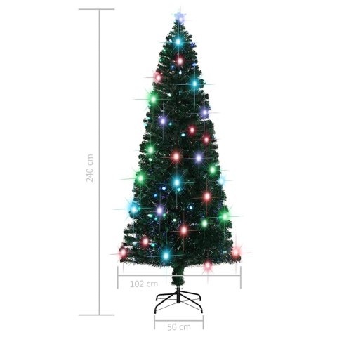 VidaXL Sztuczna choinka z LED i stojakiem 240 cm, włókno optyczne