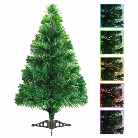 VidaXL Sztuczna choinka z lampkami światłowodowymi, 64 cm, zielona