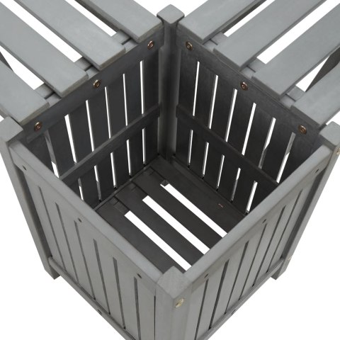 ŁAWKA OGRODOWA NAROŻNA Z DONICĄ 117CM DREWNO AKACJOWE SZARA