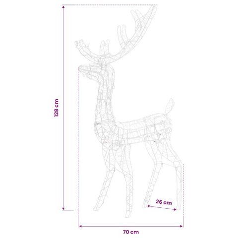VidaXL Akrylowe renifery ozdobne, 2 szt., 120 cm, zimna biel