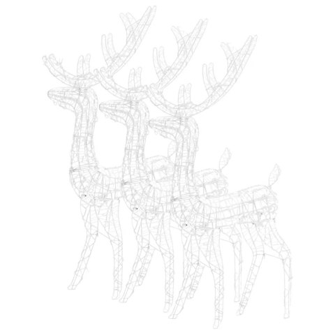 AKRYLOWE RENIFERY OZDOBNE, 3 SZT., 128 CM, ZIMNA BIEL