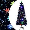 CHOINKA ZE ŚNIEŻYNKAMI LED, CZARNA, 240 CM, ŚWIATŁOWODOWA
