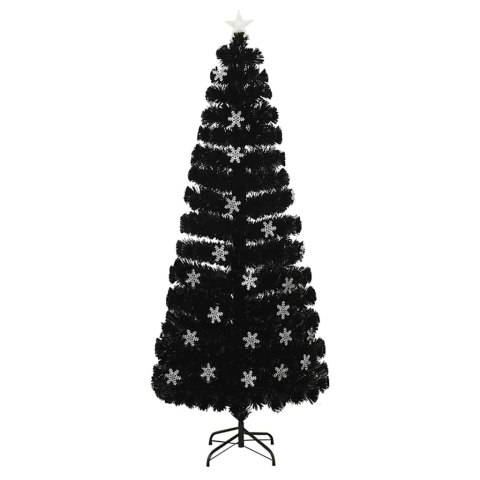 CHOINKA ZE ŚNIEŻYNKAMI LED, CZARNA, 240 CM, ŚWIATŁOWODOWA