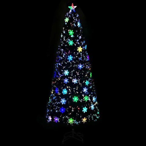 CHOINKA ZE ŚNIEŻYNKAMI LED, CZARNA, 240 CM, ŚWIATŁOWODOWA