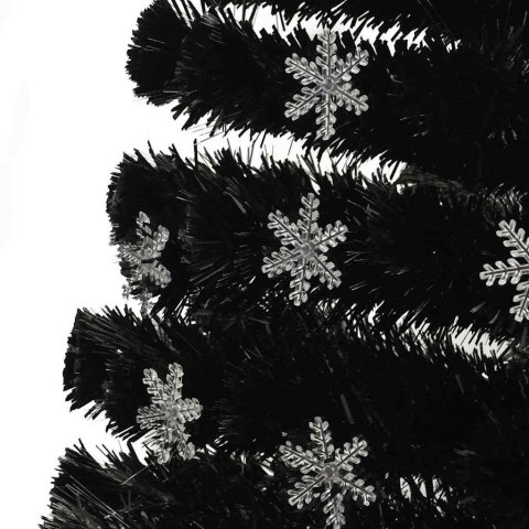 CHOINKA ZE ŚNIEŻYNKAMI LED, CZARNA, 240 CM, ŚWIATŁOWODOWA