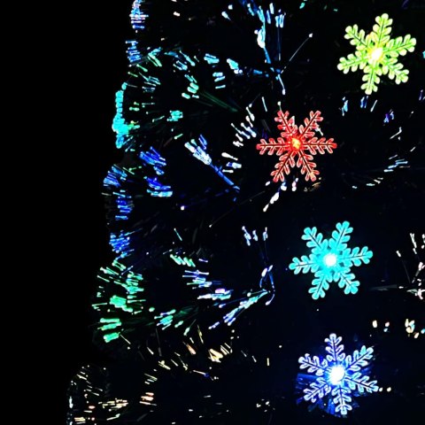 CHOINKA ZE ŚNIEŻYNKAMI LED, CZARNA, 240 CM, ŚWIATŁOWODOWA