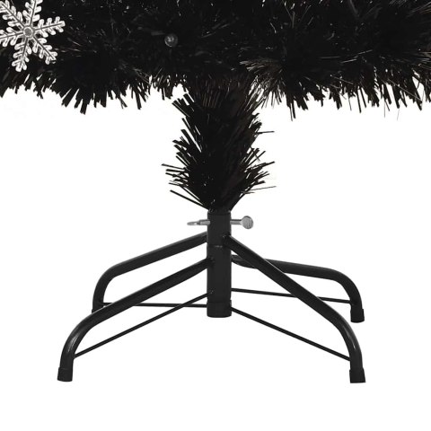 CHOINKA ZE ŚNIEŻYNKAMI LED, CZARNA, 240 CM, ŚWIATŁOWODOWA