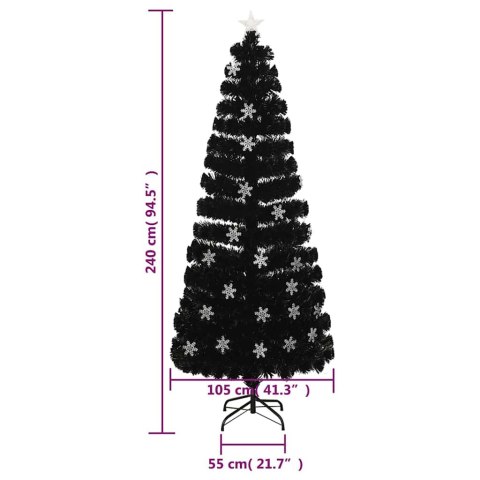 CHOINKA ZE ŚNIEŻYNKAMI LED, CZARNA, 240 CM, ŚWIATŁOWODOWA