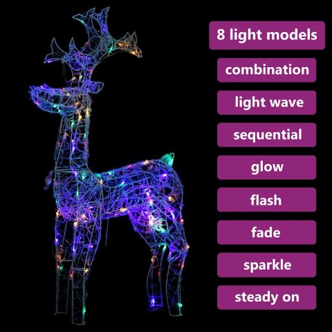 VidaXL Świąteczna dekoracja, renifer, 90 diod LED, 60x16x100 cm, akryl