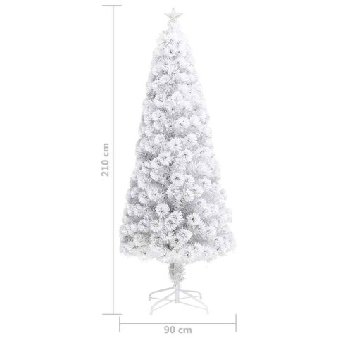 VidaXL Sztuczna choinka z lampkami, biała, 210 cm, włókno optyczne