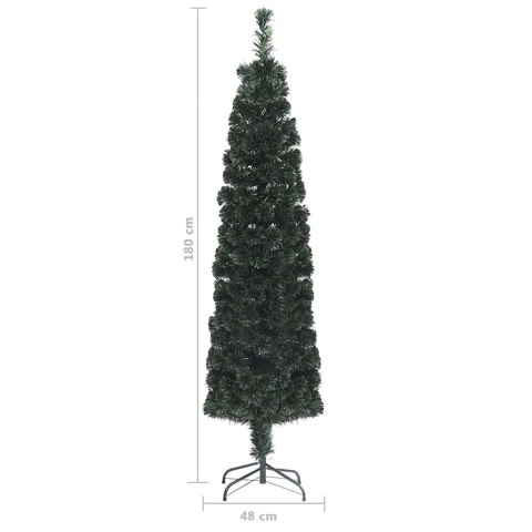 VidaXL Sztuczna, wąska choinka ze stojakiem, 180 cm, włókno optyczne