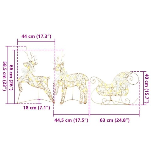 LED RENIFERY 5 SZT. 40 LED ZŁOTY 44 X 18 X 65,5 CM PET