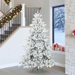 VidaXL Sztuczna choinka z zawiasami z podstawą Biały 240 cm PVC i stal