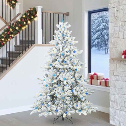 VidaXL Sztuczna choinka z zawiasami z podstawą Biały 240 cm PVC i stal