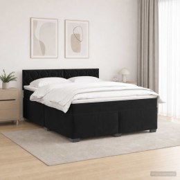 ŁÓŻKO BOX SPRING Z MATERACEM I LED CZARNY 140 X 200 CM WELUR