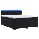 ŁÓŻKO BOX SPRING Z MATERACEM I LED CZARNY 140 X 200 CM WELUR