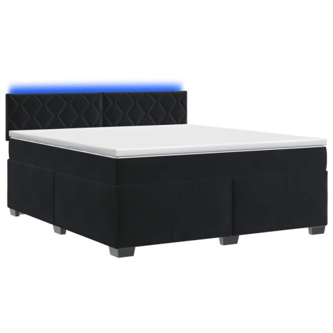 ŁÓŻKO BOX SPRING Z MATERACEM I LED CZARNY 140 X 200 CM WELUR