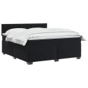 ŁÓŻKO BOX SPRING Z MATERACEM I LED CZARNY 140 X 200 CM WELUR