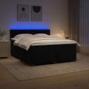 ŁÓŻKO BOX SPRING Z MATERACEM I LED CZARNY 140 X 200 CM WELUR