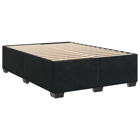 ŁÓŻKO BOX SPRING Z MATERACEM I LED CZARNY 140 X 200 CM WELUR