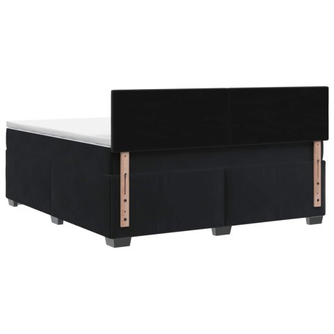 ŁÓŻKO BOX SPRING Z MATERACEM I LED CZARNY 140 X 200 CM WELUR