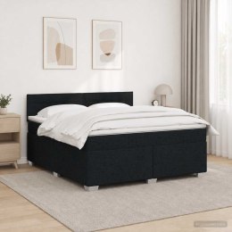 ŁÓŻKO BOX SPRING Z MATERACEM I LED CZARNY 160 X 200 CM TKANINA