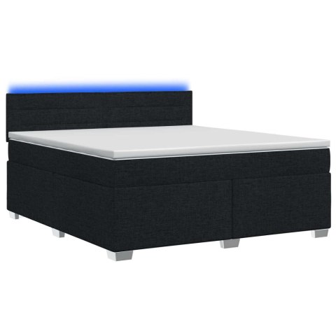 ŁÓŻKO BOX SPRING Z MATERACEM I LED CZARNY 160 X 200 CM TKANINA