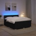 ŁÓŻKO BOX SPRING Z MATERACEM I LED CZARNY 160 X 200 CM TKANINA