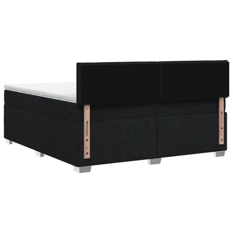 ŁÓŻKO BOX SPRING Z MATERACEM I LED CZARNY 160 X 200 CM TKANINA