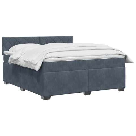 ŁÓŻKO BOX SPRING Z MATERACEM I LED CIEMNOSZARY 140 X 190 CM