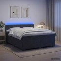 ŁÓŻKO BOX SPRING Z MATERACEM I LED CIEMNOSZARY 140 X 190 CM