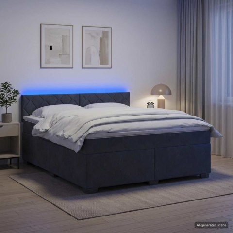 ŁÓŻKO BOX SPRING Z MATERACEM I LED CIEMNOSZARY 140 X 190 CM