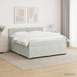 ŁÓŻKO BOX SPRING Z MATERACEM I LED JASNOSZARY 140 X 200 CM