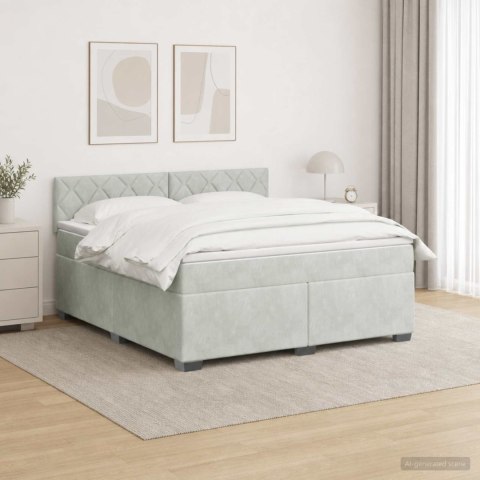ŁÓŻKO BOX SPRING Z MATERACEM I LED JASNOSZARY 140 X 200 CM