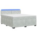 ŁÓŻKO BOX SPRING Z MATERACEM I LED JASNOSZARY 140 X 200 CM