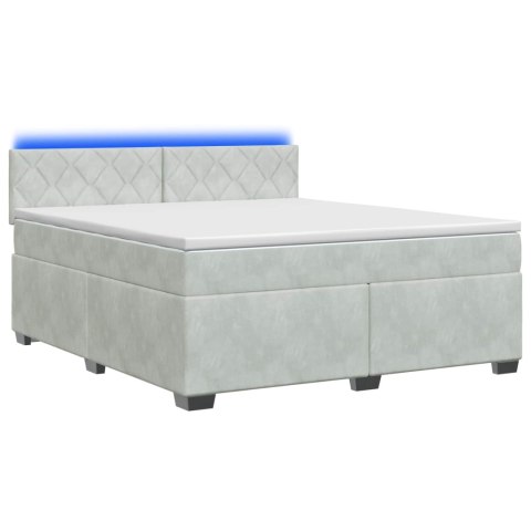 ŁÓŻKO BOX SPRING Z MATERACEM I LED JASNOSZARY 140 X 200 CM