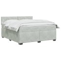 ŁÓŻKO BOX SPRING Z MATERACEM I LED JASNOSZARY 140 X 200 CM